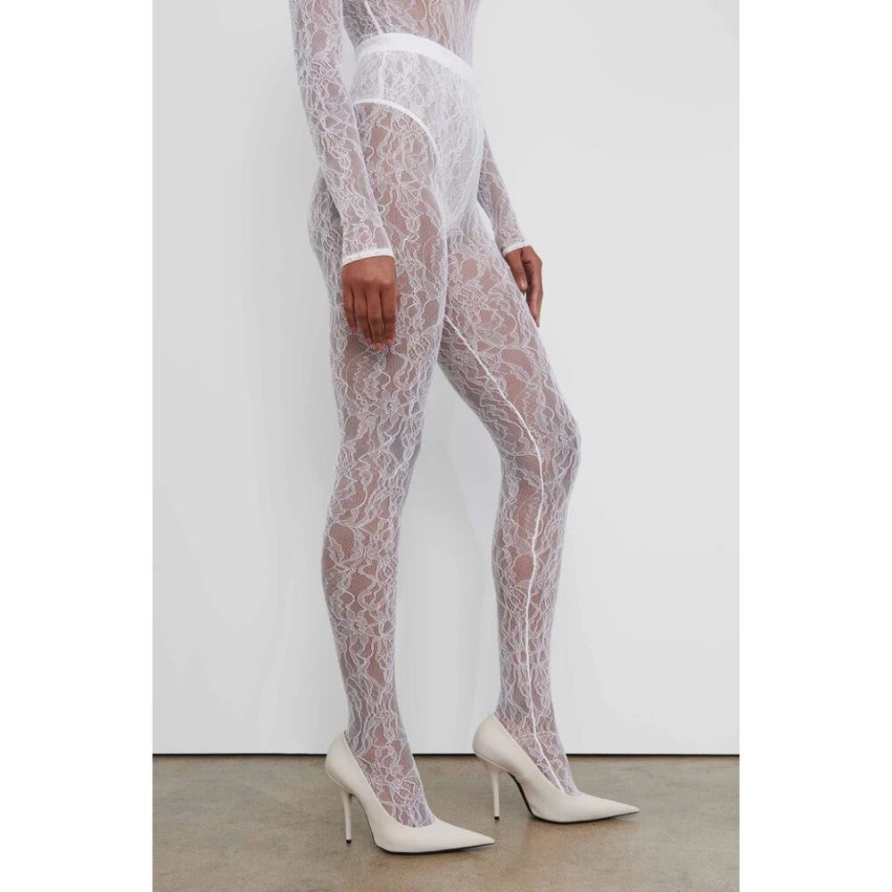 WARDROBE.NYC Lace Tights in Off White New Womens Nylons Pantyhose - Picture 13 of 16